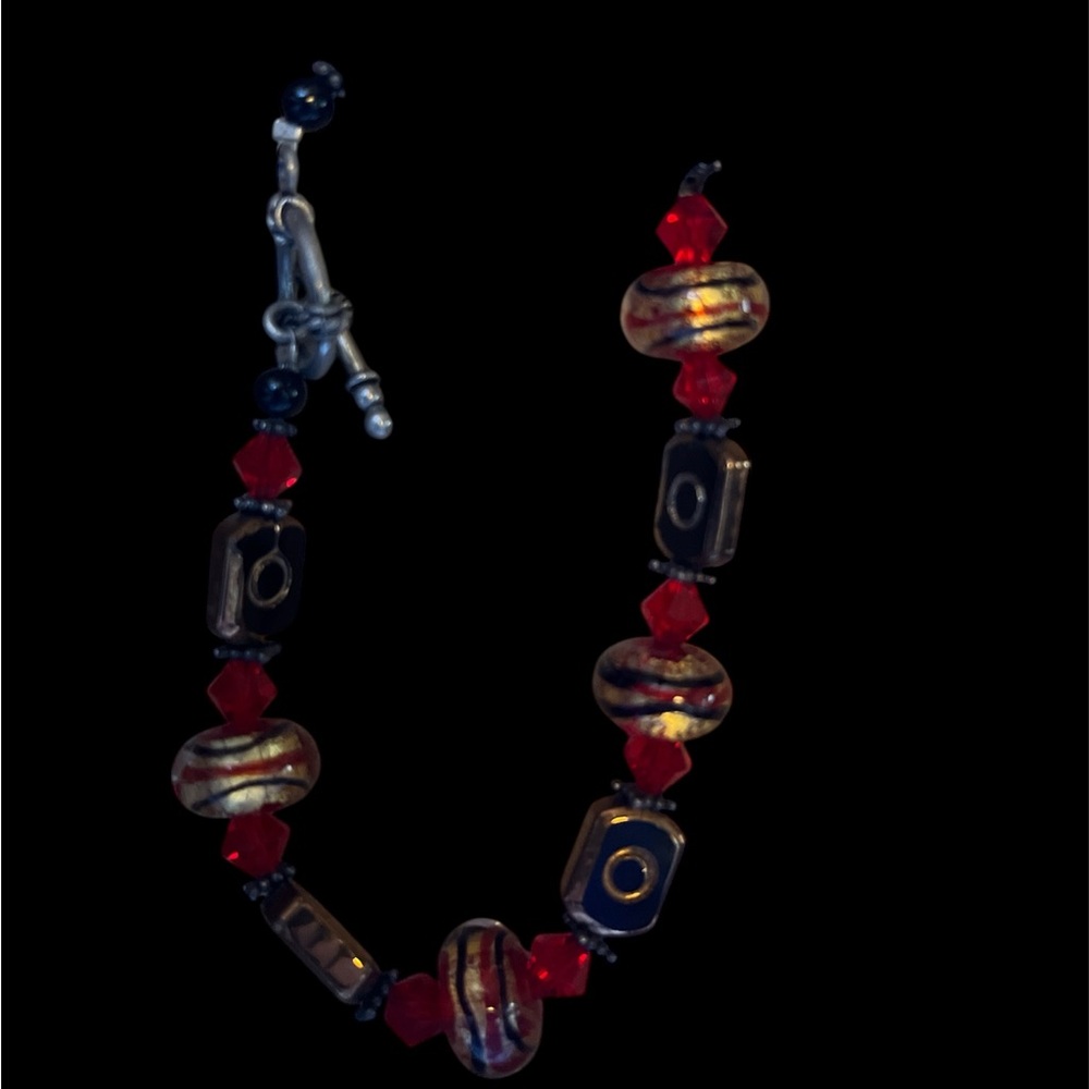 NWT Red and Gold Beaded Bracelet